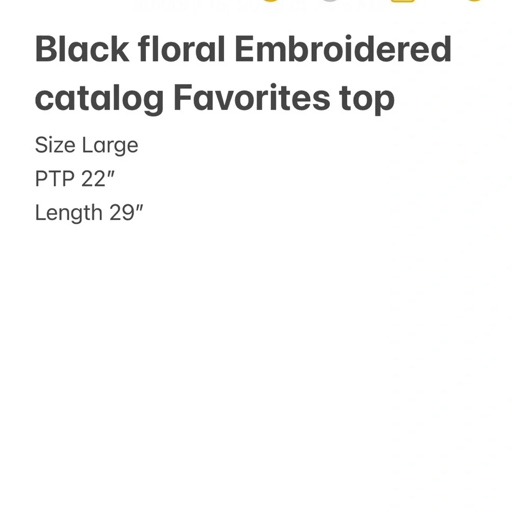 Catalog favorites Black Floral Embroidered Blouse v neck tunic type Size Large - Picture 8 of 8